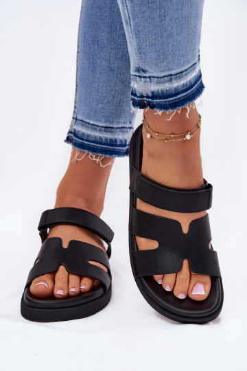 sieviešu čības Z ar lipīgām aizdarēmem Vinceza 17401 Melns