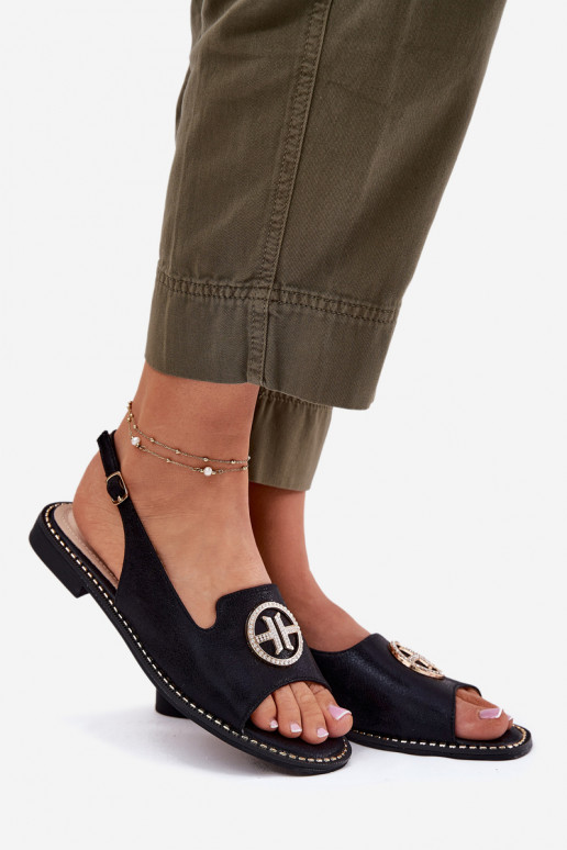 Sieviešu basenes ar platiem papēžiem ar ornamentiem S.Barski KV51-002 Melns Sieviešu basenes ar platiem papēžiem ar ornamentiem S.Barski KV51-002 Melns