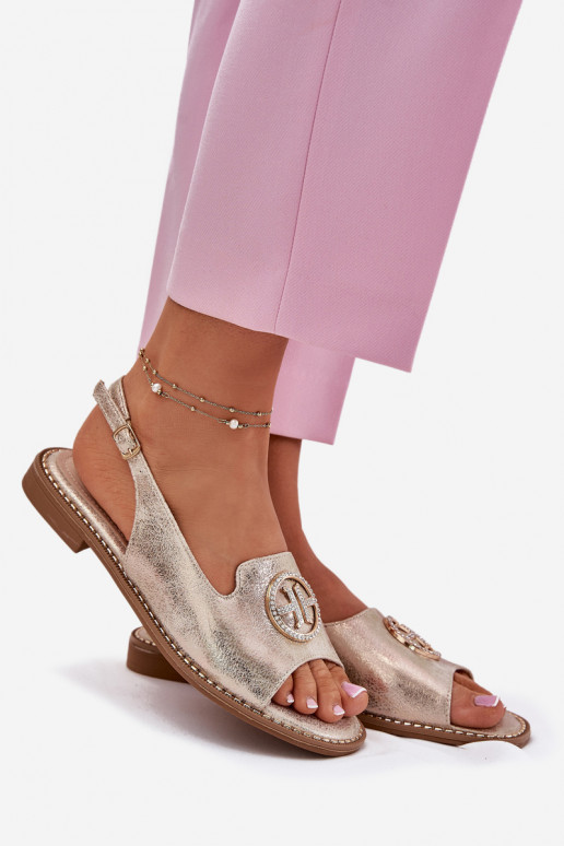 Sieviešu basenes ar platiem papēžiem ar ornamentiem S.Barski KV51-002 Zelta krāsas Sieviešu basenes ar platiem papēžiem ar ornamentiem S.Barski KV51-002 Zelta krāsas