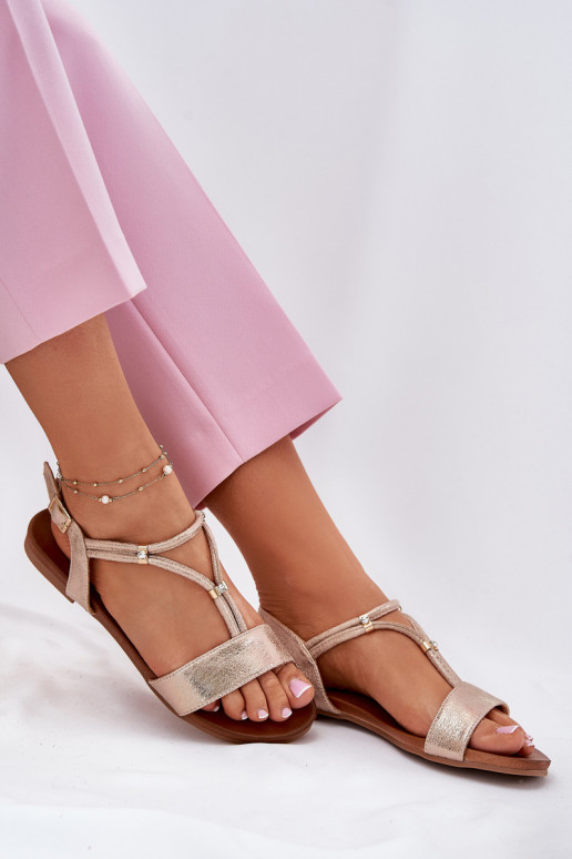 līdzenas zoles basenes Ar svītrām S.Barski KV51-120 Zelta krāsas  līdzenas zoles basenes Ar svītrām S.Barski KV51-120 Zelta krāsas