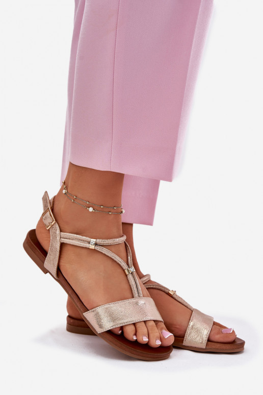 līdzenas zoles basenes Ar svītrām S.Barski KV51-120 Zelta krāsas  līdzenas zoles basenes Ar svītrām S.Barski KV51-120 Zelta krāsas