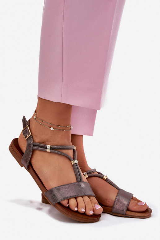 līdzenas zoles basenes Ar svītrām S.Barski KV51-120 pelēkas krāsas  līdzenas zoles basenes Ar svītrām S.Barski KV51-120 pelēkas krāsas