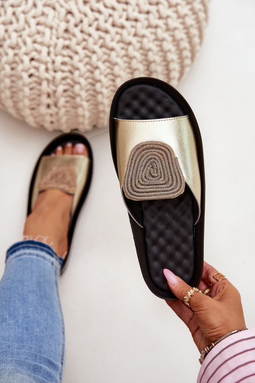 Čības ar ornamentiem KV51-028 Zelta krāsas    Čības ar ornamentiem KV51-028 Zelta krāsas