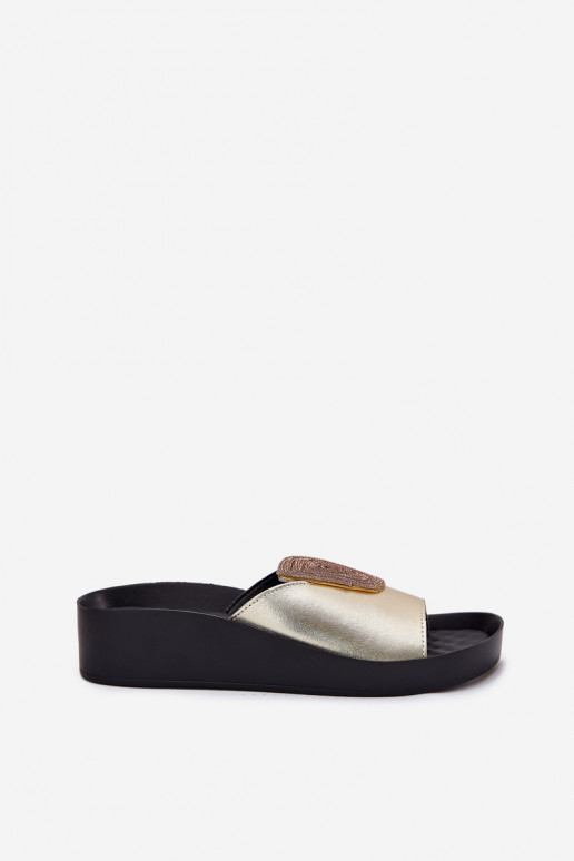 Čības ar ornamentiem KV51-028 Zelta krāsas    Čības ar ornamentiem KV51-028 Zelta krāsas