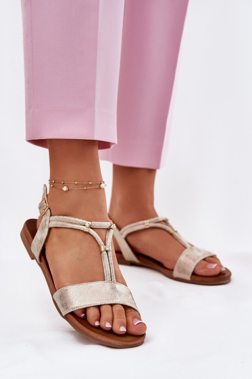 līdzenas zoles basenes Ar svītrām S.Barski KV51-120 Zelta krāsas  līdzenas zoles basenes Ar svītrām S.Barski KV51-120 Zelta krāsas