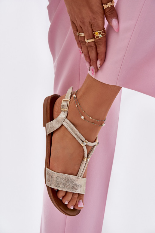 līdzenas zoles basenes Ar svītrām S.Barski KV51-120 Zelta krāsas  līdzenas zoles basenes Ar svītrām S.Barski KV51-120 Zelta krāsas