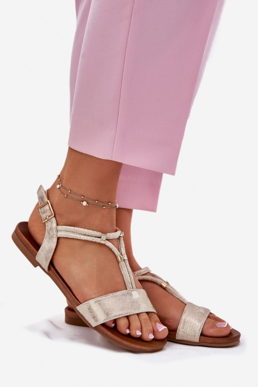 līdzenas zoles basenes Ar svītrām S.Barski KV51-120 Zelta krāsas  līdzenas zoles basenes Ar svītrām S.Barski KV51-120 Zelta krāsas