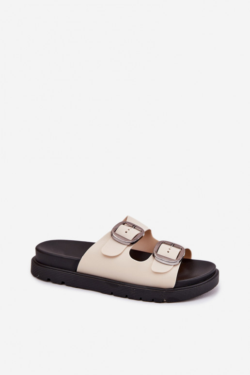 sieviešu čības ar sprādzēm ar platformu smilšu krāsas Elamas