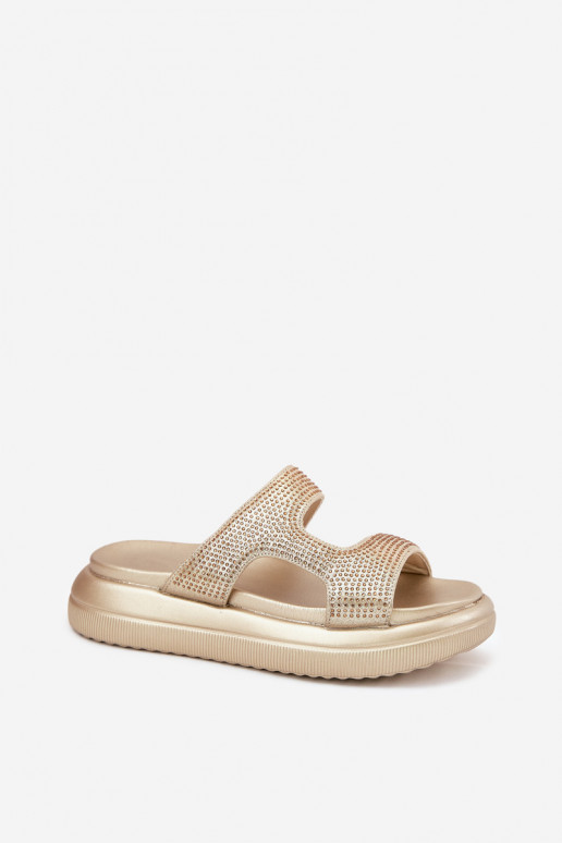 Dekorētas sieviešu čības ar platformu Zelta krāsas Jestella