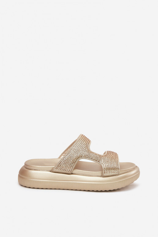 Dekorētas sieviešu čības ar platformu Zelta krāsas Jestella