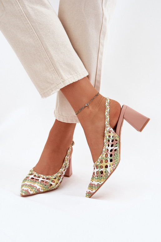 sandales  ar papēdi Rozā krāsas Ebina sandales  ar papēdi Rozā krāsas Ebina