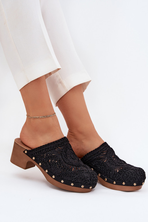 Szydełkowe sieviešu čības ar papēdi Melns Senevia