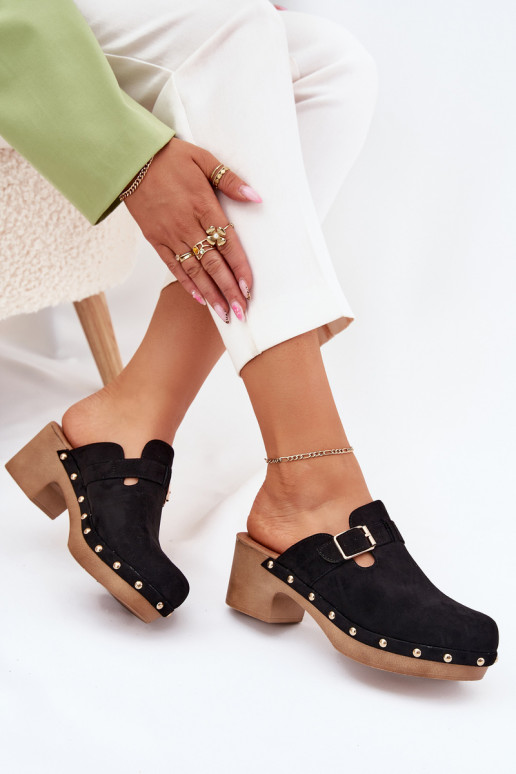 Čības   ar papēdi ar sprādzēm Melns Veldexina Čības   ar papēdi ar sprādzēm Melns Veldexina