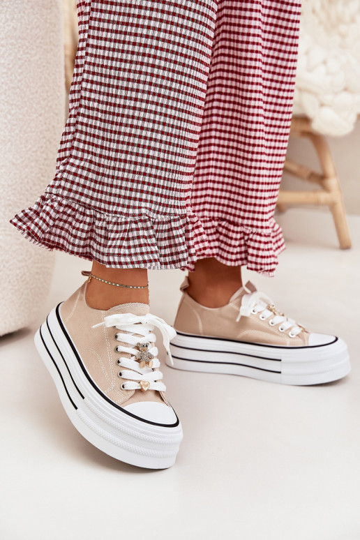 sieviešu puszābaki ar platformu Ze Zelta krāsasmi Przypinkami smilšu krāsas Fiorina