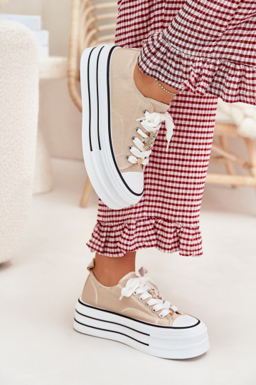 sieviešu puszābaki ar platformu Ze Zelta krāsasmi Przypinkami smilšu krāsas Fiorina 2