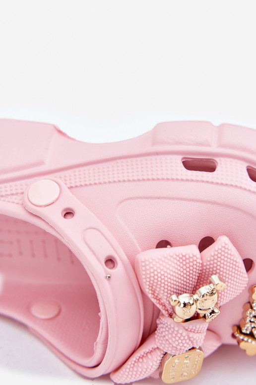 Čības Bērnu apavi Bērnu Vieglas čības uz pirksta ar bantītēm I Ozdobami Rozā krāsas Selvana