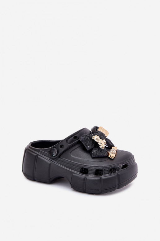 Čības Bērnu apavi Bērnu Vieglas čības uz pirksta ar bantītēm I Ozdobami Melns Selvana