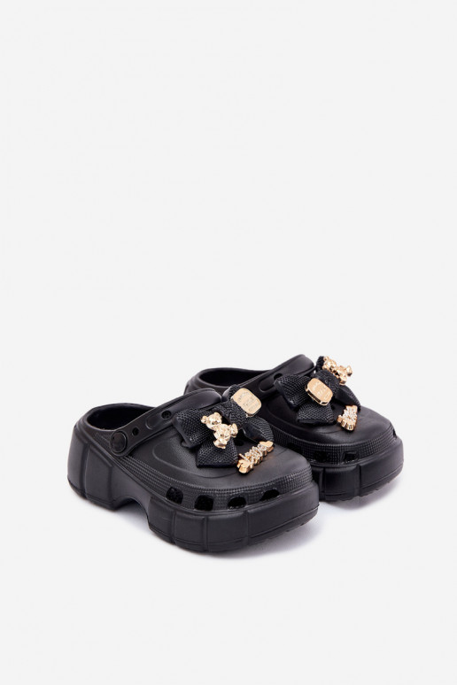 Čības Bērnu apavi Bērnu Vieglas čības uz pirksta ar bantītēm I Ozdobami Melns Selvana