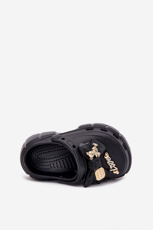 Čības Bērnu apavi Bērnu Vieglas čības uz pirksta ar bantītēm I Ozdobami Melns Selvana