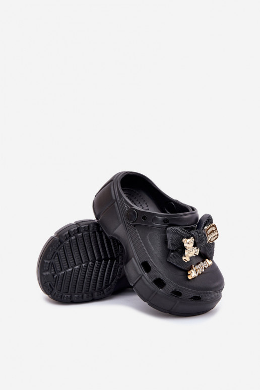 Čības Bērnu apavi Bērnu Vieglas čības uz pirksta ar bantītēm I Ozdobami Melns Selvana