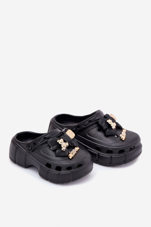 Čības Bērnu apavi Bērnu Vieglas čības uz pirksta ar bantītēm I Ozdobami Melns Selvana