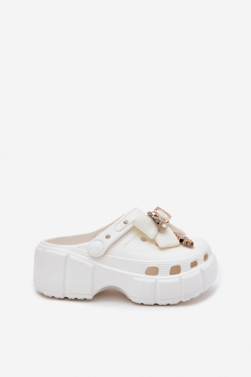 Čības Bērnu apavi Bērnu Vieglas čības uz pirksta ar bantītēm I Ozdobami baltas krāsas Selvana