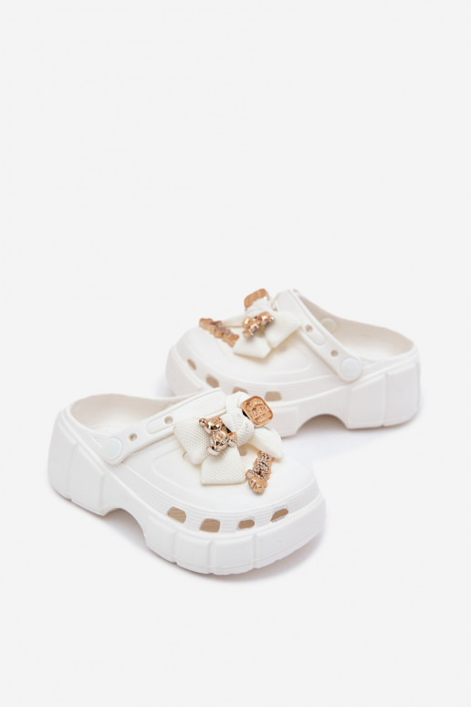 Čības Bērnu apavi Bērnu Vieglas čības uz pirksta ar bantītēm I Ozdobami baltas krāsas Selvana