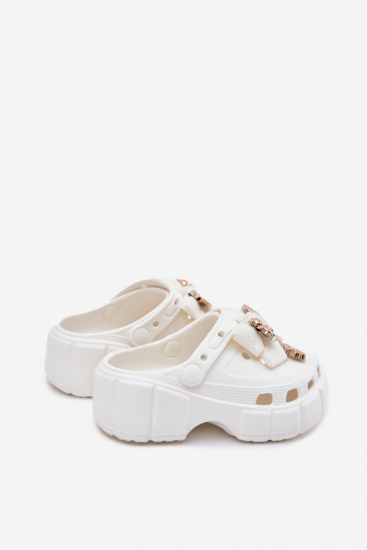 Čības Bērnu apavi Bērnu Vieglas čības uz pirksta ar bantītēm I Ozdobami baltas krāsas Selvana