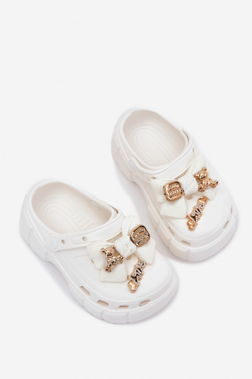 Čības Bērnu apavi Bērnu Vieglas čības uz pirksta ar bantītēm I Ozdobami baltas krāsas Selvana