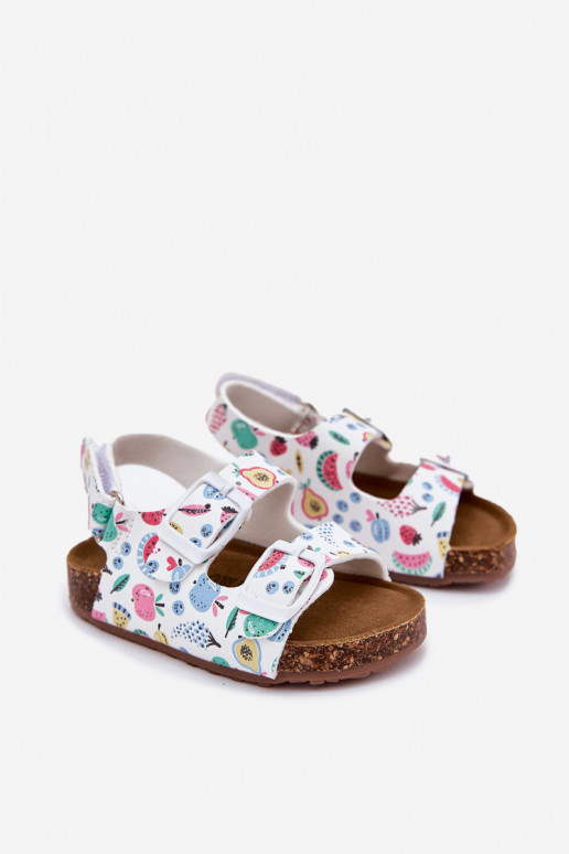 Bērnu sandales  ar sprādzēm Owoce baltas krāsas Thessa