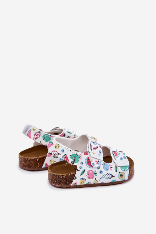 Bērnu sandales  ar sprādzēm Owoce baltas krāsas Thessa