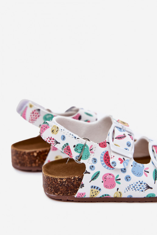 Bērnu sandales  ar sprādzēm Owoce baltas krāsas Thessa