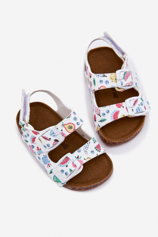 Bērnu sandales  ar sprādzēm Owoce baltas krāsas Thessa