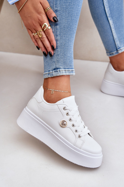 Eko    modeļa apavi ar platformu Ze Zelta krāsasm Detalem baltas krāsas Zingie