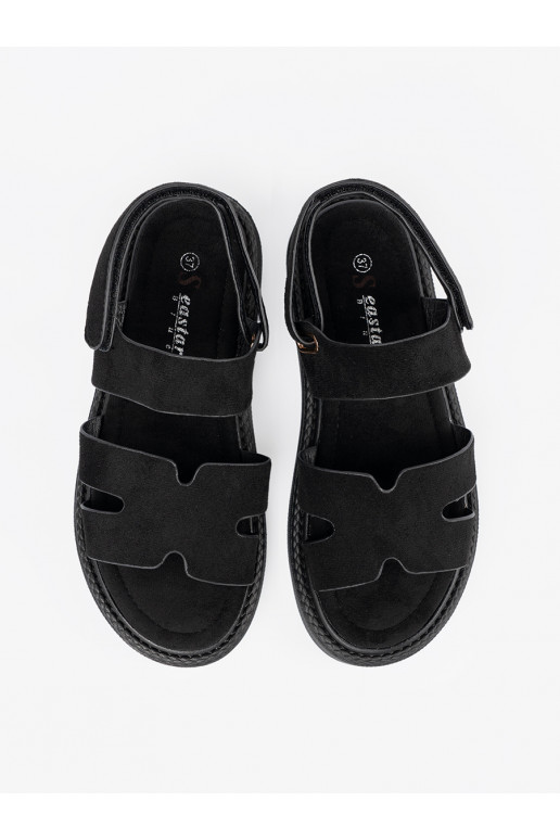 sandales Melnas krāsas ar platformu z wycięciami sandales Melnas krāsas ar platformu z wycięciami