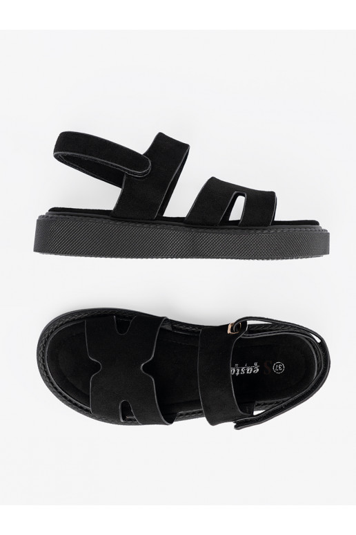 sandales Melnas krāsas ar platformu z wycięciami sandales Melnas krāsas ar platformu z wycięciami