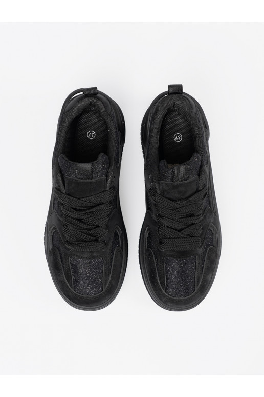 Stilīgasrnas brīvā laika apavi z koronką Melnas krāsas