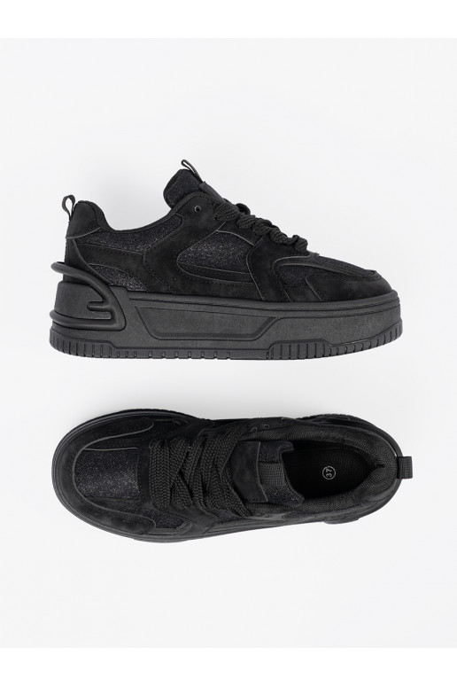 Stilīgasrnas brīvā laika apavi z koronką Melnas krāsas