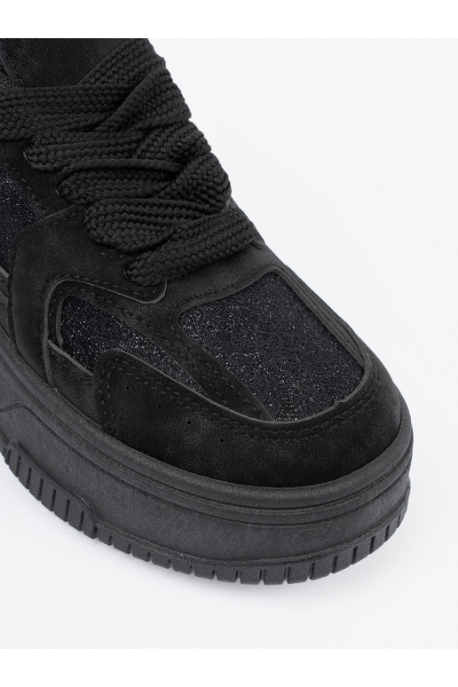 Stilīgasrnas brīvā laika apavi z koronką Melnas krāsas