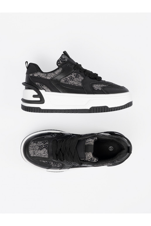 Stilīgasrnas brīvā laika apavi z koronką melns-balta krāsa