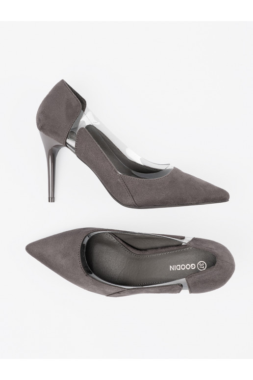 Pelēkas krāsas  puszābaki z przeźroczystymi wstawkami