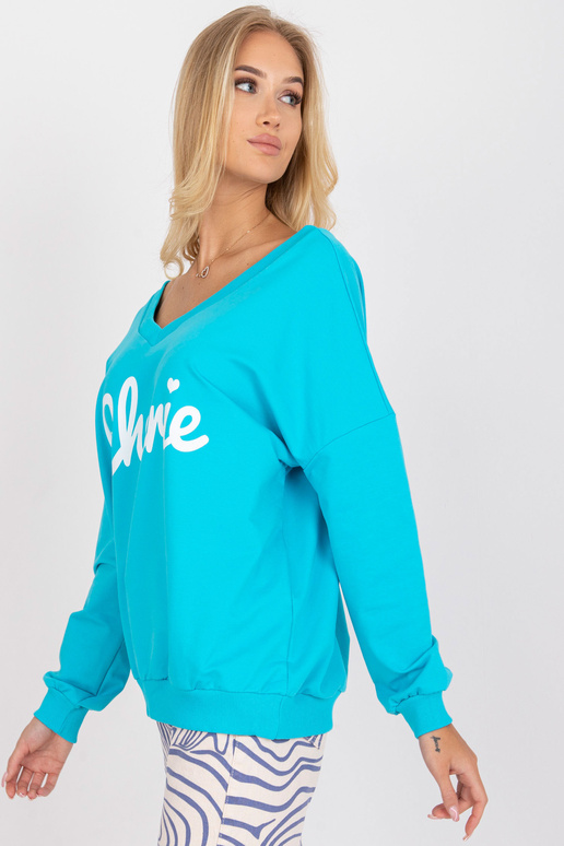 Zilā un baltā kokvilnas džemperis ar...