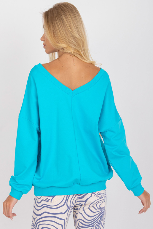 Zilā un baltā kokvilnas džemperis ar...