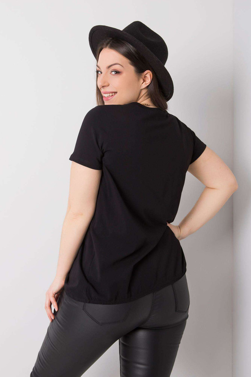 Melna plus izmēra blūze ar apaļu...