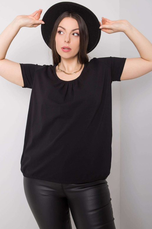 Melna plus izmēra blūze ar apaļu...