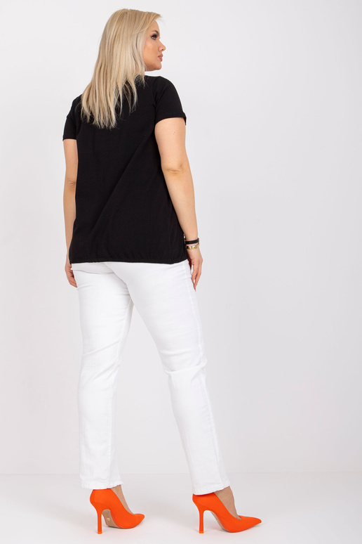 Melna plus izmēra blūze ar apaļu...