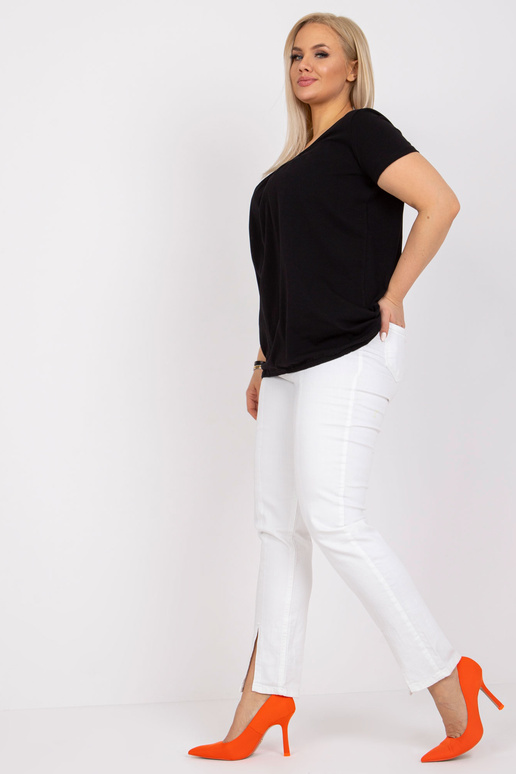 Melna plus izmēra blūze ar apaļu...