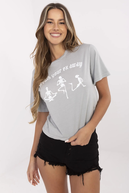 Pelēks T-krekls ar Piper RUE PARIS...