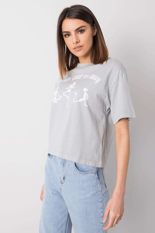 Pelēks T-krekls ar Piper RUE PARIS...