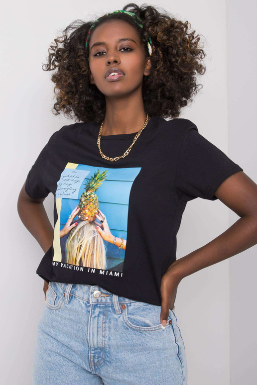 Lotta Cotton sieviešu melns T-krekls